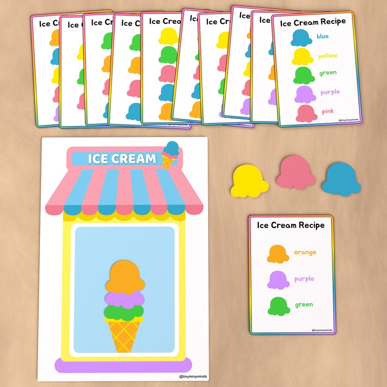 Ice Cream Recipe Game: Printable Color Matching Activity (digital ...