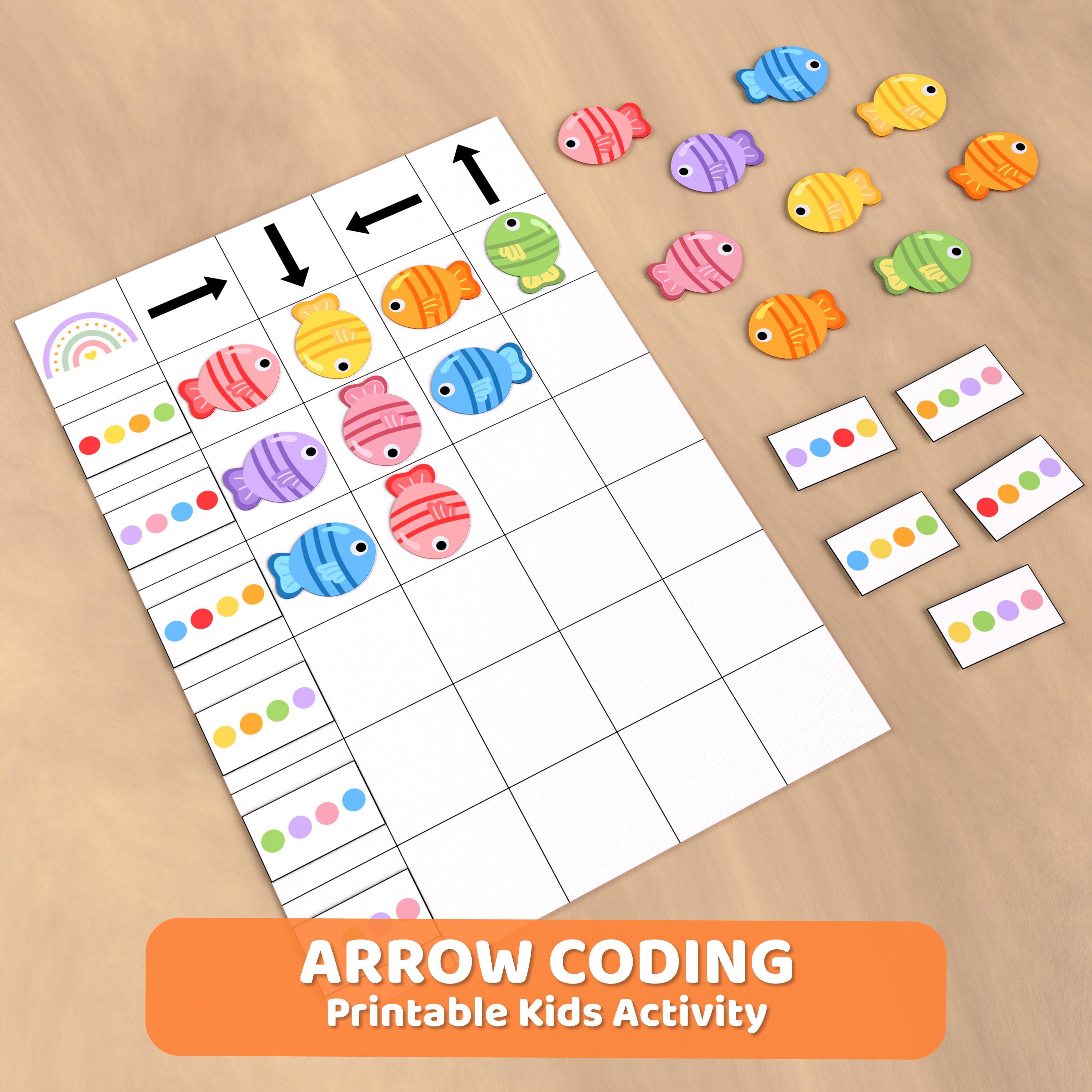 Fish Arrow Color Coding Game: Preschool Homeschool Activity (PDF Download)