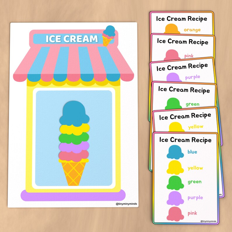 Build an Ice Cream Recipe Game, Printable Colors Pattern Activity Fun ...