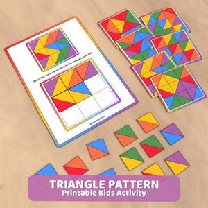 Actividad de patrones de colores triangulares: Juego de motricidad fina (Descargar PDF)