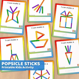 Cartes d'activités avec bâtons de popsicle, imprimables amusantes pour la motricité fine, activités préscolaires et apprentissage à la maison