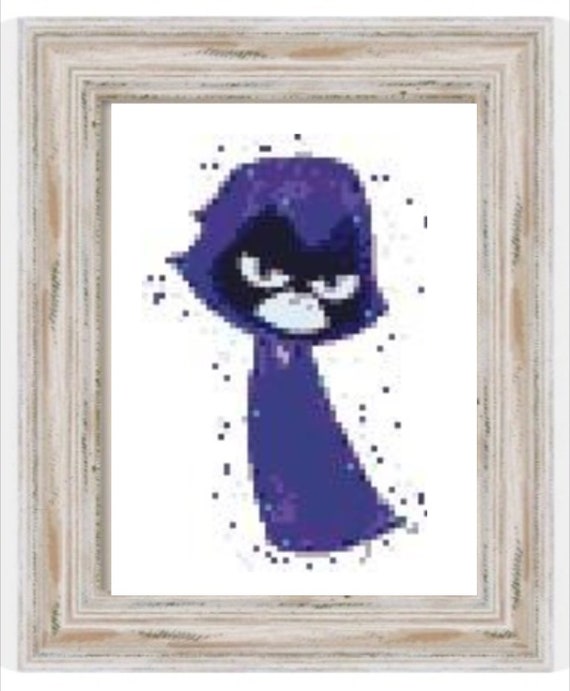 Watercolor Raven- Modern Cross Stitch, Cartoon, Comic, Super Hero, Kids