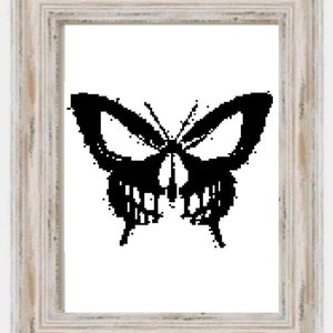Dark Butterfly- Modern Cross Stitch, Gothic, Dark, Beautiful, Insect, Nature