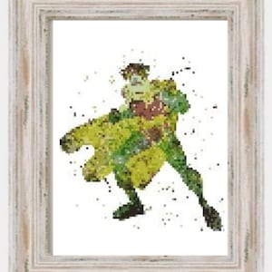 Watercolor Robin- Modern Cross Stitch, Cartoon, Comic Book, Super Hero, Character