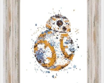 Watercolor Little Droid- Modern Cross Stitch, Space, Movies, Fandom, Robot