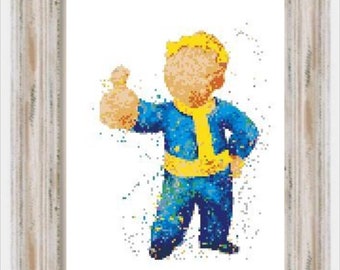 Watercolor Fallout- Gaming, Modern Cross Stitch, Fandom, Games, Gamer