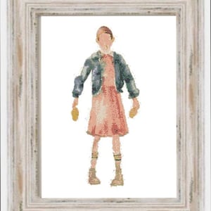 Watercolor Eleven- Modern Cross Stitch, Art, 16 ct, DMC, Aida, Fandom