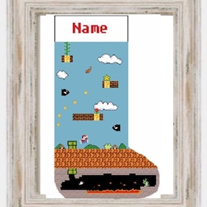 Mario Stocking - PDF Digital Download, Modern Cross Stitch, Instant Download, Beginners Cross Stitch, Easy Cross Stitch, Mario, Stocking