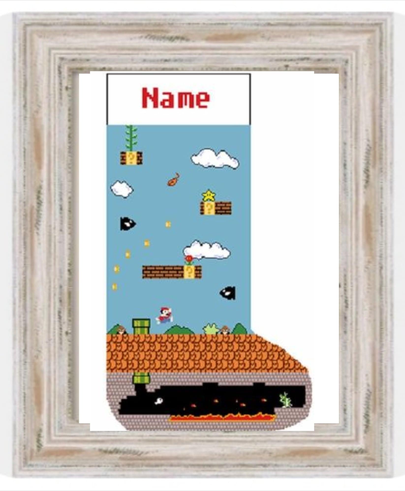 Mario Stocking - PDF Digital Download, Modern Cross Stitch, Instant ...