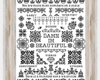 Self Love- Modern Cross Stitch, Social Justice, Equal Rights, Love yourself, Sampler, Xstitch