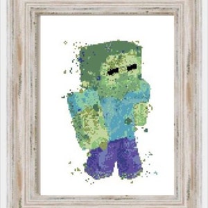 Watercolor Zombie- Modern Cross Stitch, Gamers, Cartoon, PC, Bad Guy