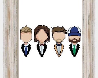 Four Winchesters- Modern Cross Stitch, TV Series, Characters, Fandom, Supernatural