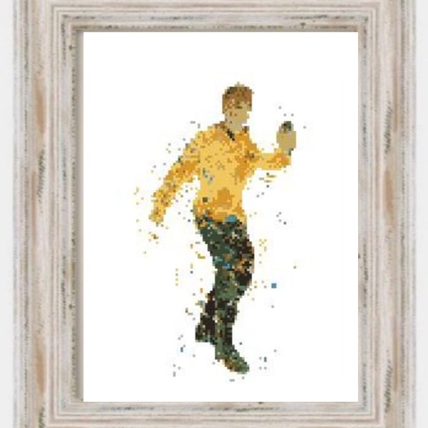 Watercolor Kirk- Modern Cross Stitch, Trek, Star, TV Show, Captain