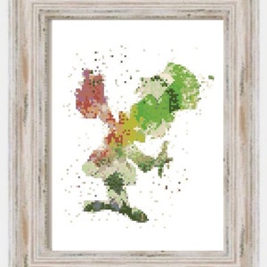 Watercolor Mad Old Man- Modern Cross Stitch, Movies, Cartoon, Character, Madness, Tea Party