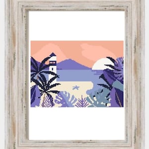 Island Life- Modern Cross Stitch, Beach Life, Coastal Living, Calm, Landscape, Full Cross