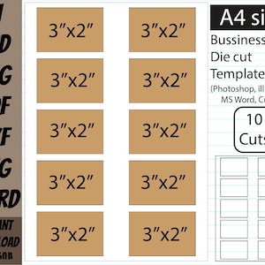 3"x2" Visitenkarten Vorlage Instant Download Ai PSD PDF SVG dxf png Formate A4 sheet Digitale svg Dxf Schnittdatei für Cricut Silhouette
