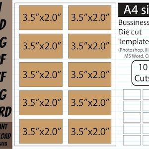 3,5"x2,0" Visitekaartje sjabloon Instant Download Ai PSD pdf SVG DXF png Formaten A4 blad Digitaal svg Dxf gesneden bestand voor Cricut Silhouette