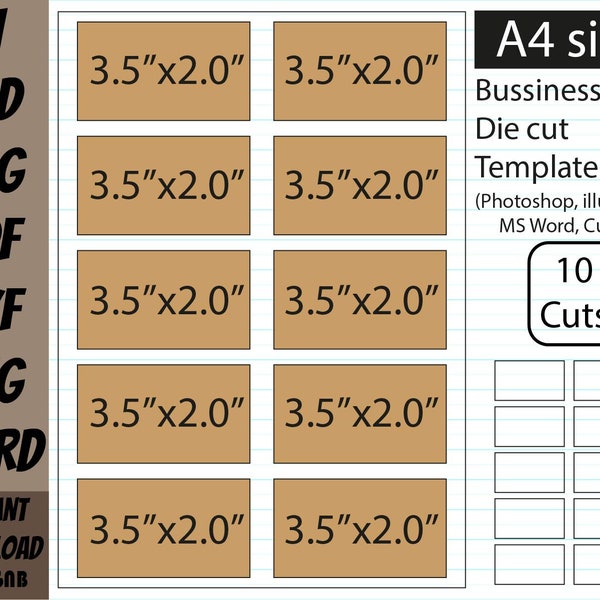 3.5"x2.0" Business card template Instant Download Ai PSD pdf SVG DXF png  Formats A4 sheet Digital svg Dxf cut file for Cricut Silhouette