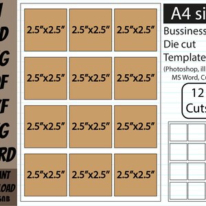 2.5"x2.5 » Modèle de carte de visite Téléchargement instantané Ai PSD PDF SVG dxf png Formats A4 feuille Numérique svg Fichier coupé Dxf pour Cricut Silhouette
