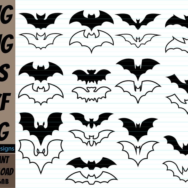 Fledermaus SVG, Fledermaus SVG Bundle, Halloween SVG, Fledermaus Clipart, Halloween Bat Svg Bundle instant download für Cricut