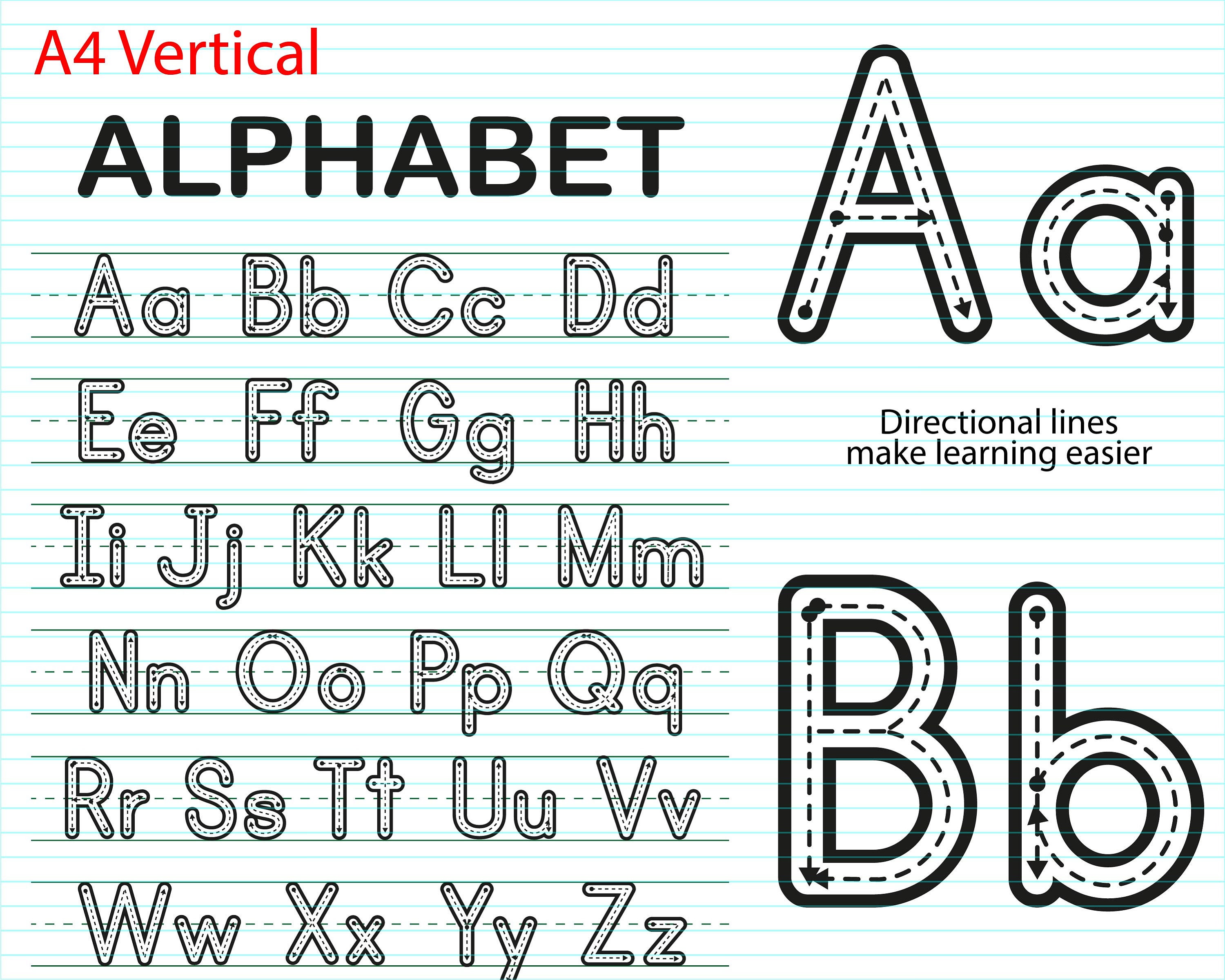 Alphabet Tracing Board Template With Letters and Numbers Etsy