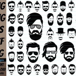 Beard Man SVG Bundle, Beard Man SVG, Beards svg, Beard svg, Beard clipart, Beard Face Clipart, Beard Man face svg, svg png Eps