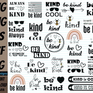 Be kind SVG Bundle, Spread Kindness Svg, Kind is Cool, Kindness Quote Svg, kindness quote Svg, kind is the new cool, be kind silhouette cut, be kind clip art