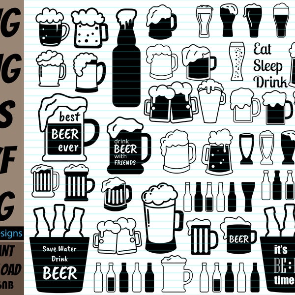 BEER SVG, Beers Svg, Beer Clipart, Beer Bottles Svg, beer mug svg, Beer svg bundle, Beer cut file,Beer glass svg,Beer lover svg,Beer Mug Svg