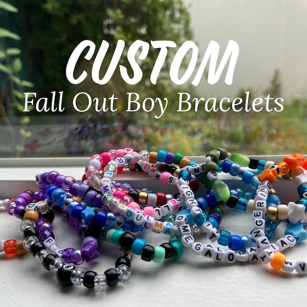 CUSTOM Fall Out Boy Handmade Beaded Bracelet / FOB Band Concert Bracelets