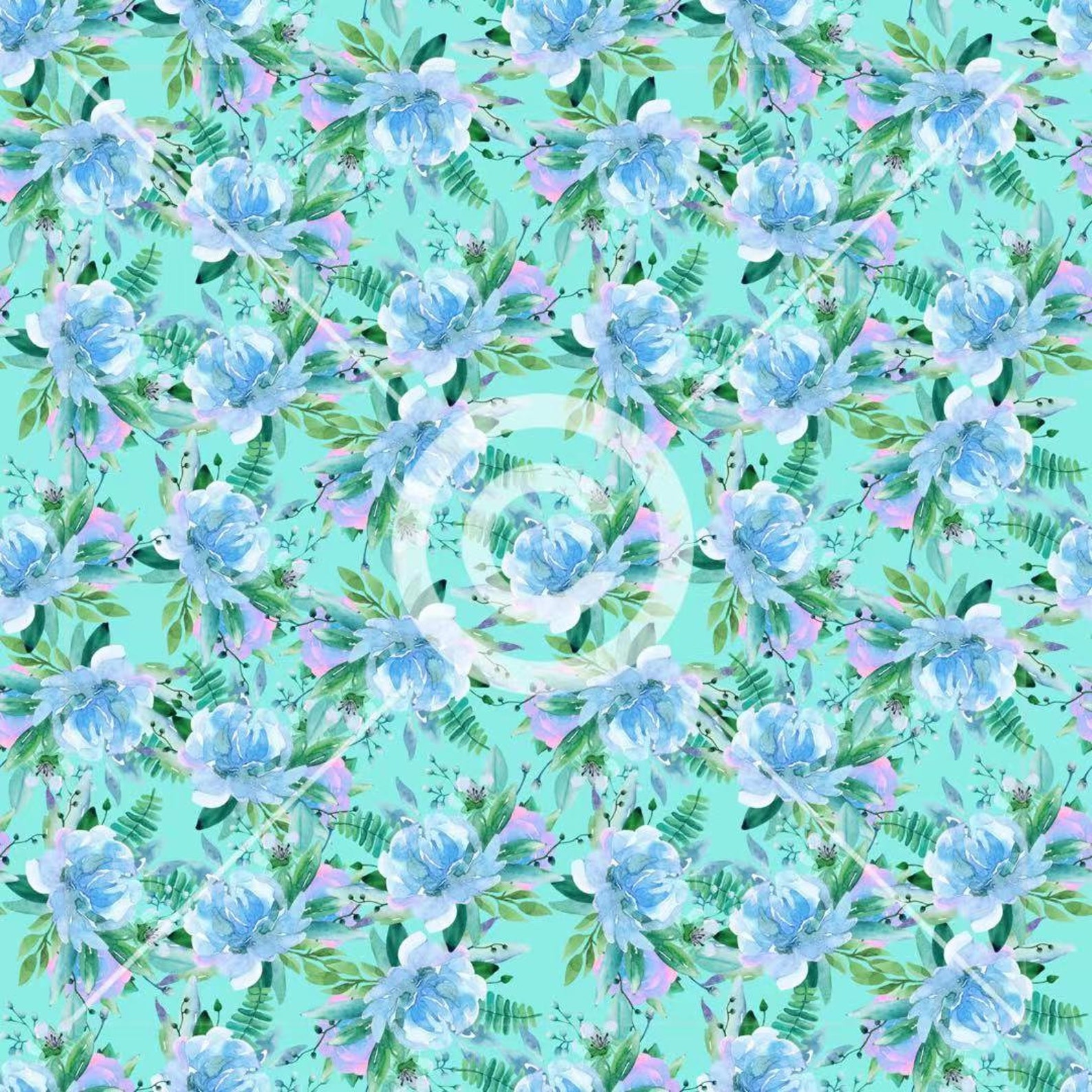 Blue Floral Seamless Digital Paper 300dpi Etsy