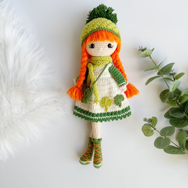 St Patricks Doll, Gifts for St Patricks, Irish Doll, Irish gift, Crochet Doll for Sale, Doll for girls, Gift for girls