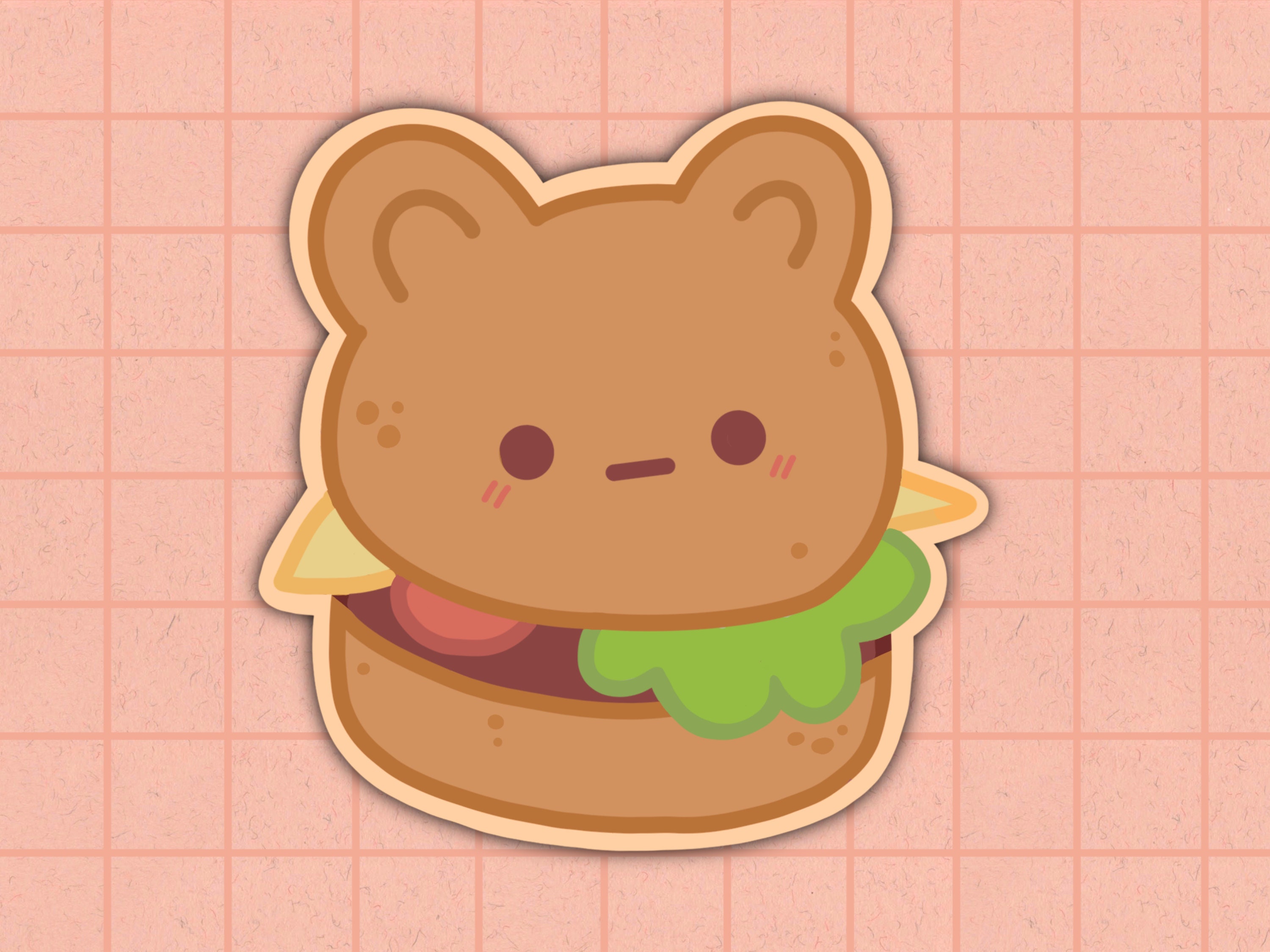 Cute Bear Burger Kawaii Food Sticker - Etsy