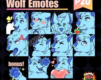 Wolf-emote-basispakket | Basispakket honden emote | Digitale download