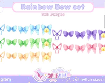 Rainbow Bows twitch sub badges | channel points | sets of five