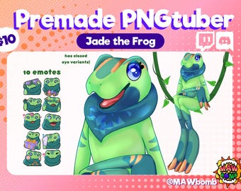 Jade de Kikker PNGtuber Set | Kant-en-klare PNGtuber Twitch | Veadotube | Stemreactief