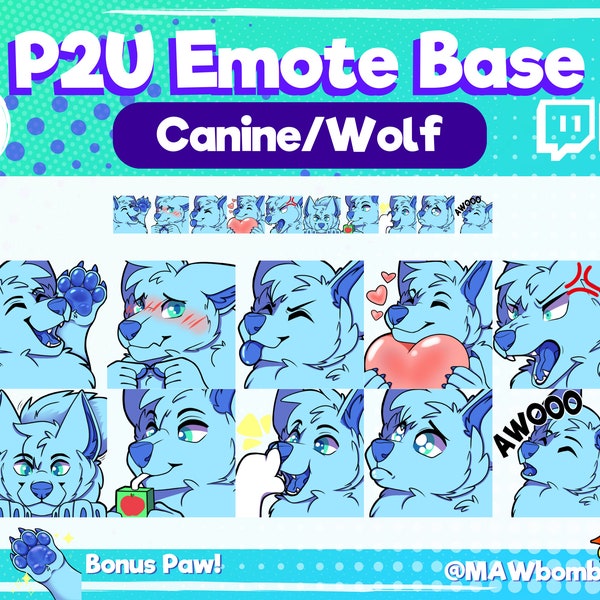 Wolf Emote Base Pack | Canine Emote Base Pack // Furry lineart & base | Digital Download | Twitch and Discord