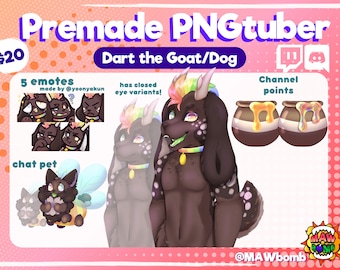 Rainbow Goat PNGtuber Set | Premade Pngtuber Twitch | Veadotube | Voice Reactive | furry Anthro