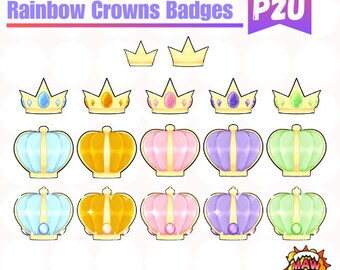 Sub-badges met twitch Rainbow Crown | kanaalpunten | set van vijf