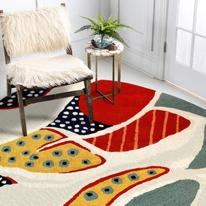 9x13 Oval Wool Rug Hand Tuft 8x11, 7x10, 6x9 5x7 Living Room Carpet Geometric Design 5x8 Bedroom Area Rugs Hallway Carpets image 3