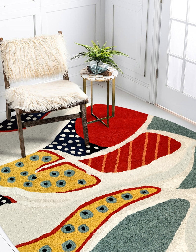 9x13 Oval Wool Rug Hand Tuft 8x11, 7x10, 6x9 5x7 Living Room Carpet Geometric Design 5x8 Bedroom Area Rugs Hallway Carpets image 3