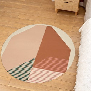 Hand Woven, Geometric Carpet, Round Rug, 9x9, 10x10, 11x11, 12x12, Woven Wool Rugs, Living Room Carpet