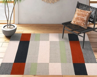 7x10 Woven Rug ! Geometric Carpet ! 8x11, 9x13, 10x14 ! Flat Weave ! Handmade Rugs ! Bed, Living Room Carpets