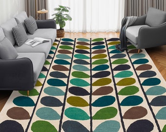 5x7 Geometric Rug, Leaf Design Carpet ! 6x8, 7x10, 8x11 ! Bed, Living, Room Carpets, Hand Tufted Area Rugs, Rectangle Wool