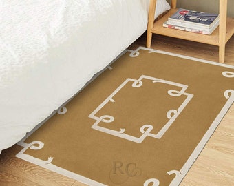 Mustard Area Rug 8x10 ! Tufted Wool Carpet ! 7x10, 6x8, 5x7 ! Hallway Rugs ! Geometric Design ! Bed, Living, Room Carpets