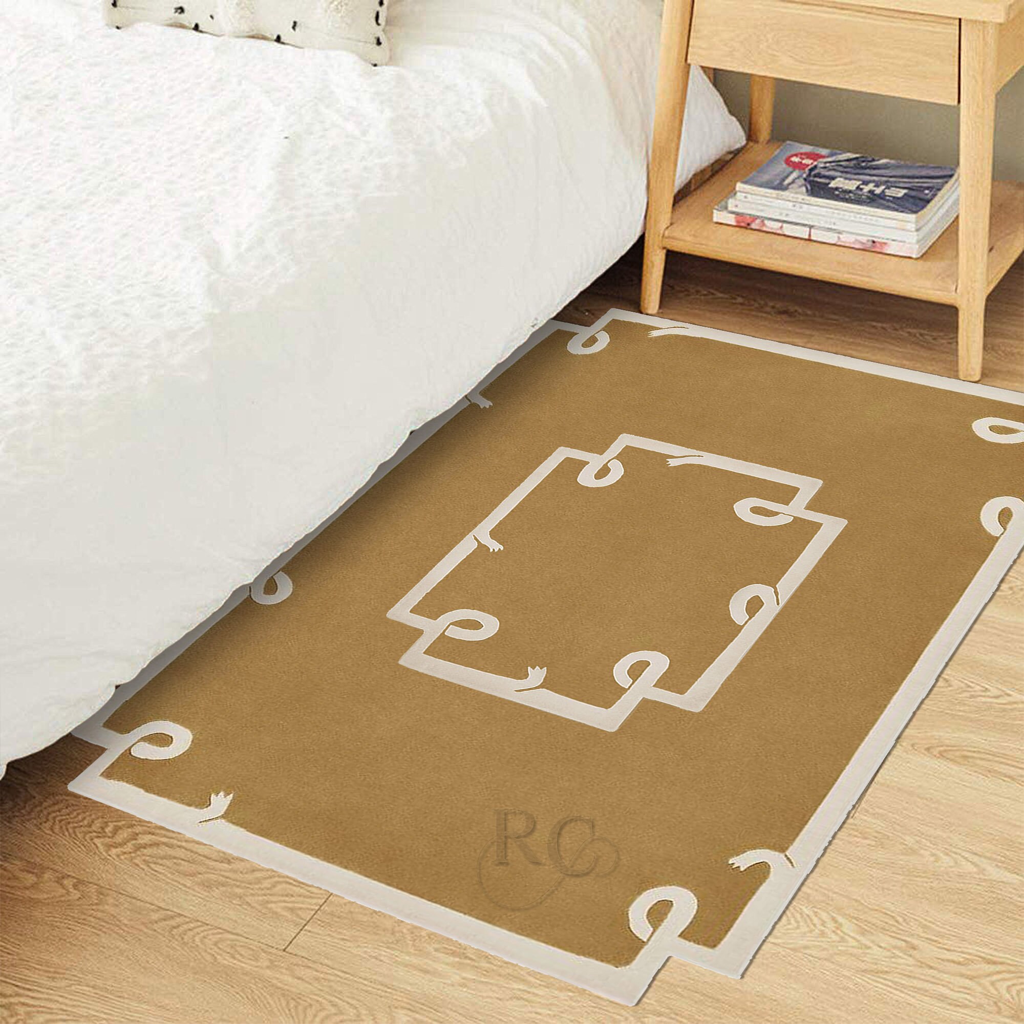 Mustard Area Rug 8x10 Tufted Wool Carpet 7x10, 6x8, 5x7 Hallway Rugs