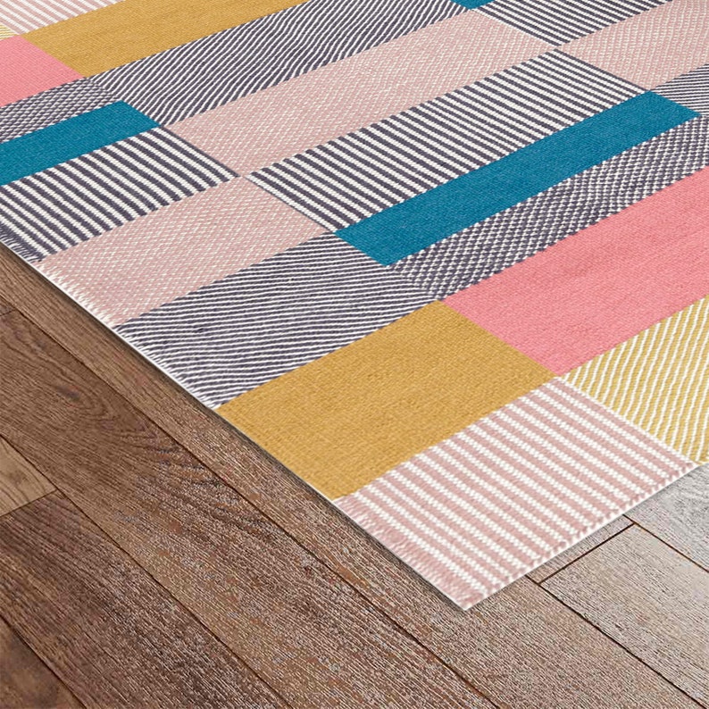 Area Rug 8x10 Hand Woven 7x10, 6x9, 6x8 Flat Weave Design Geometric Woolen Rug Living, Dining, Room Carpet image 7