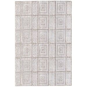 9x13 Viscose Rug, Knitted Wool, Geometric Area Rugs ! 8x12, 7x10, 6x8 ! Handmade, Beige Carpets, Hallway, Bed, Living, Room