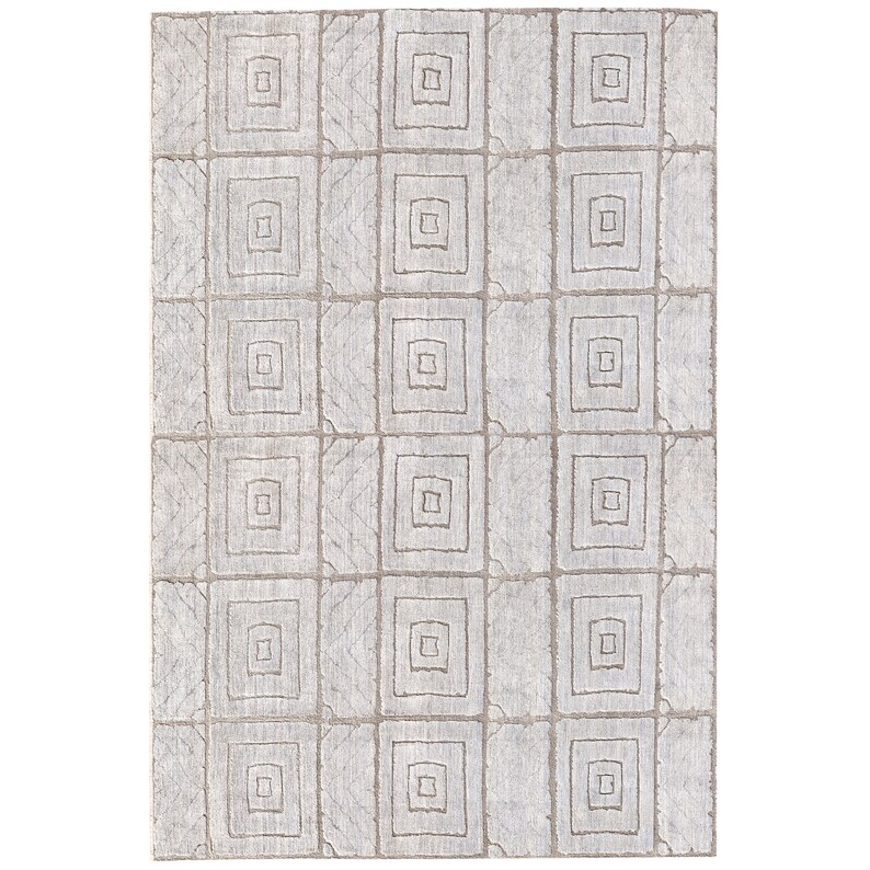 9x13 Viscose Rug, Knitted Wool, Geometric Area Rugs ! 8x12, 7x10, 6x8 ! Handmade, Beige Carpets, Hallway, Bed, Living, Room