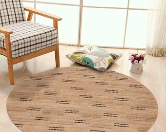 6x6 Hand Woven Rug ! 7x7, 8x8, 9x9 ! Geometric Carpet, Round Area Rugs, Soft Wool, Bed, Living, Dining Room Carpets