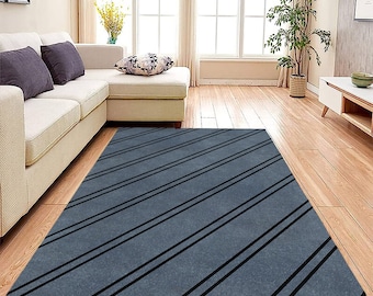 Wool Tuft Rug 5x7, 6x8 Blue Wool Carpet ! 7x10, 8x11, 9x13 ! Rectangular Area Rugs, Handmade, Geometric Design, Living, Dining, Room Carpets